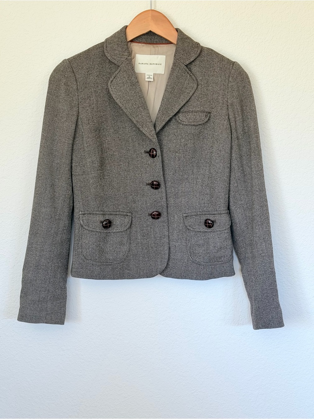Banana Republic Women's Heather Brown Tailored Wool-Blend Blazer